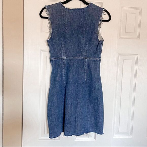 GRLFRND Estelle Deep V Denim Mini Dress in Fame S - Picture 7 of 11